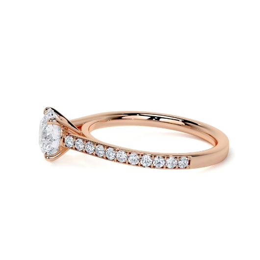 2.25 Ct In Round Bardot Scallop Engagement Ring