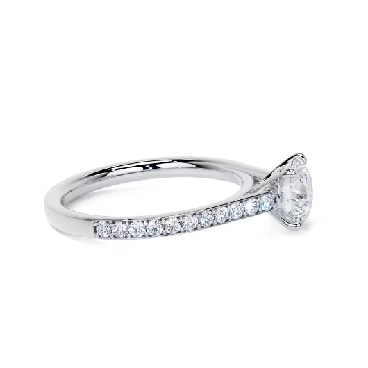 2.25 Ct In Round Bardot Scallop Engagement Ring