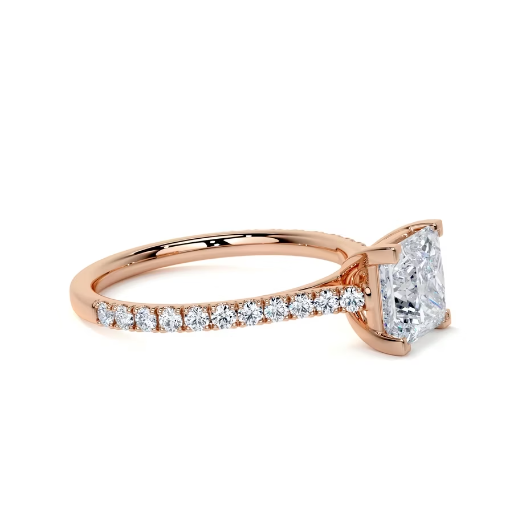 2.40 Ct In Princess Bardot Scallop Engagement Ring