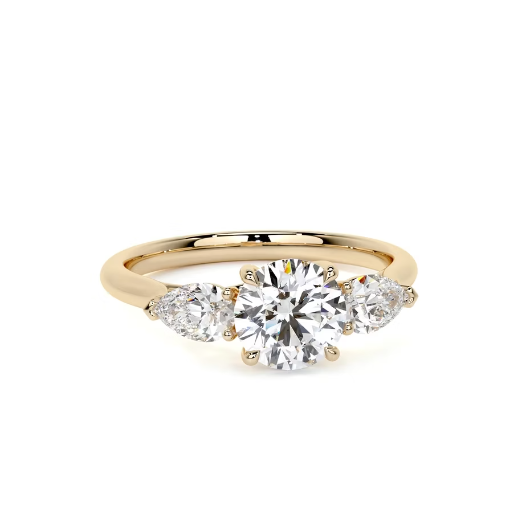 2.50 Ct In Round Bardot Scallop Engagement Ring