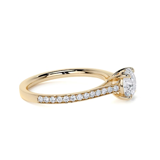 2.30 Ct In Round Bardot Scallop Engagement Ring