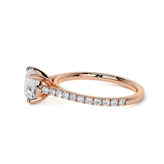 2.40 Ct In Cushion Bardot Scallop Engagement Ring