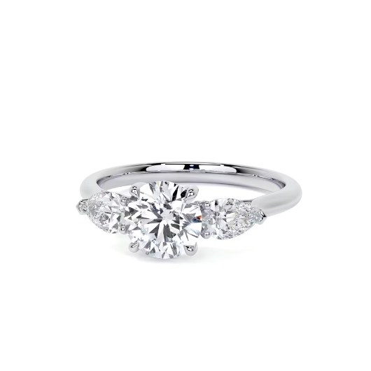 2.50 Ct In Round Bardot Scallop Engagement Ring