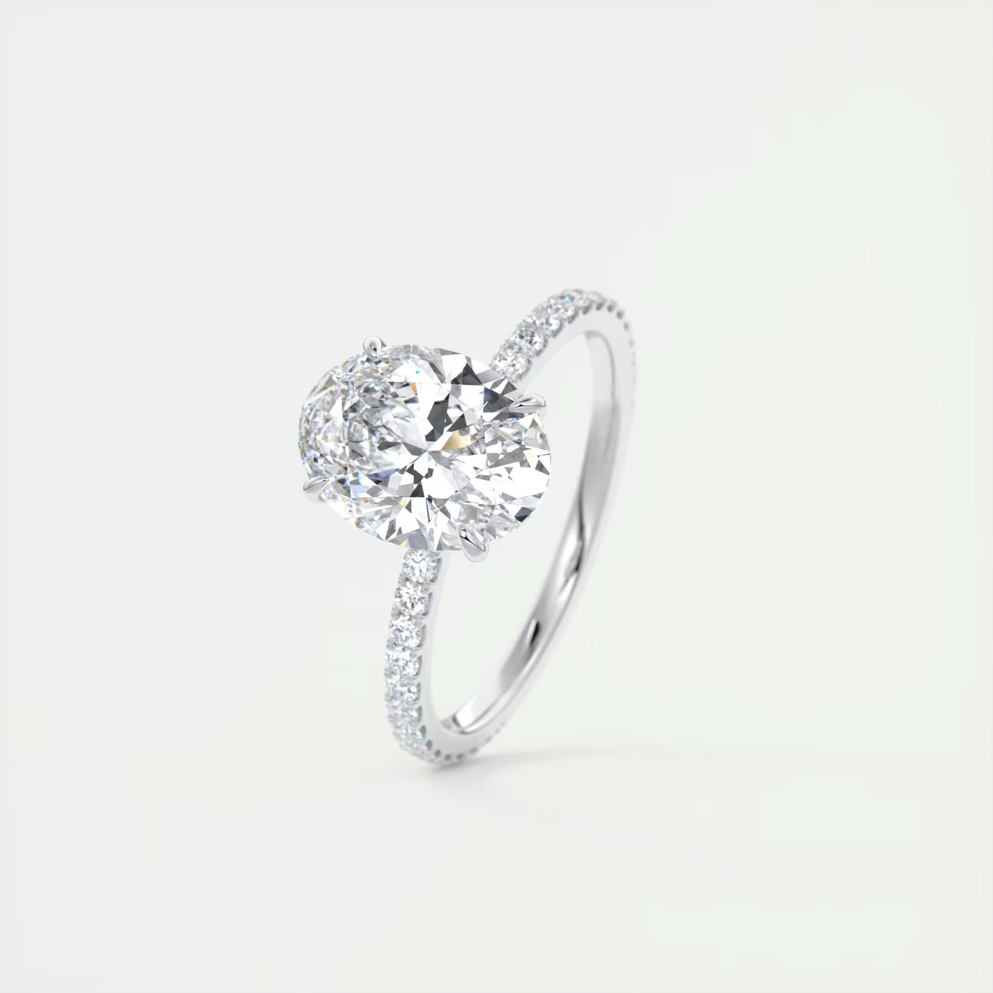 2.25 Ct Harper Pavé Oval Center with 1.5mm French Set Pavé Ring