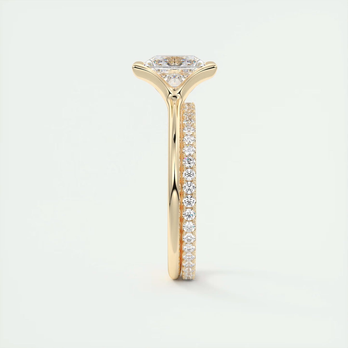 2.00 Ct The Clutch Princess - Flush Stacking Half Bezel Solitaire Engagement Rings