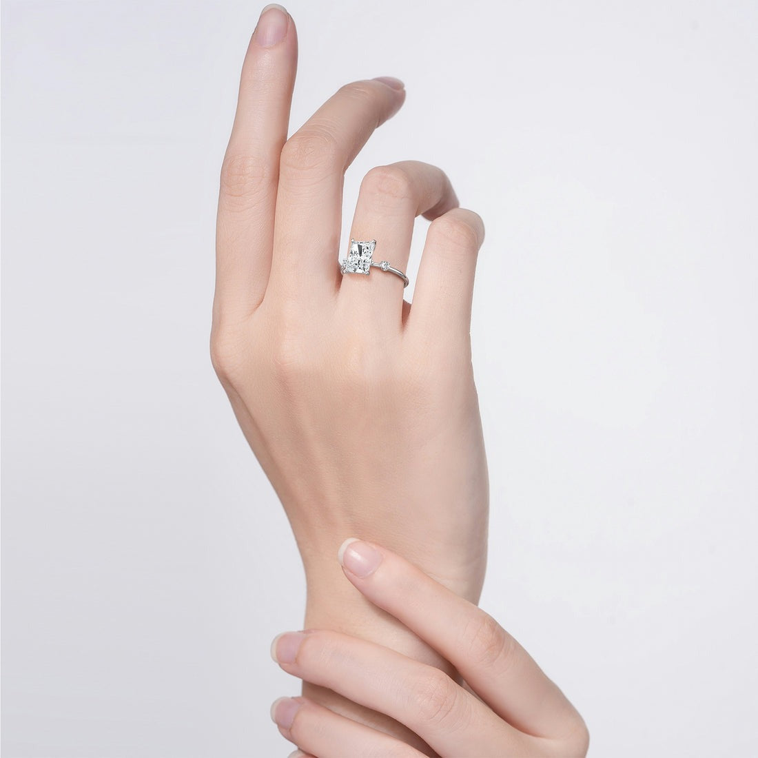 3.50 Ct In Radiant Bardot Scallop Engagement Ring
