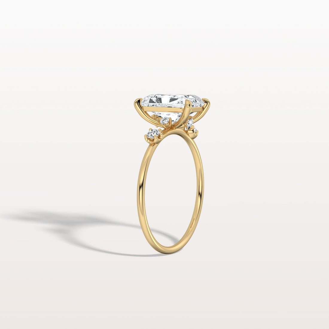 3.50 Ct In Radiant Bardot Scallop Engagement Ring