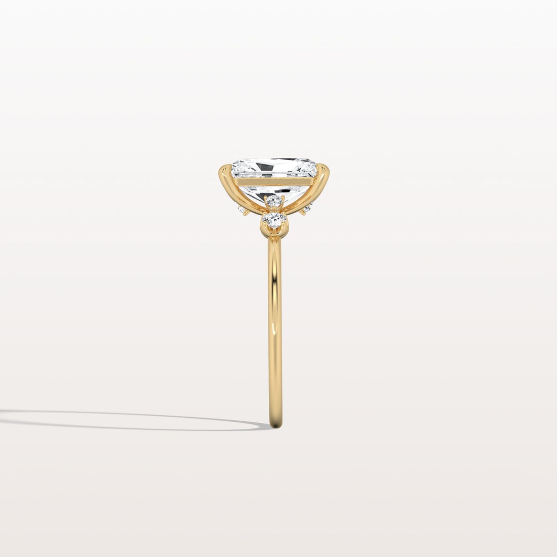 3.50 Ct In Radiant Bardot Scallop Engagement Ring