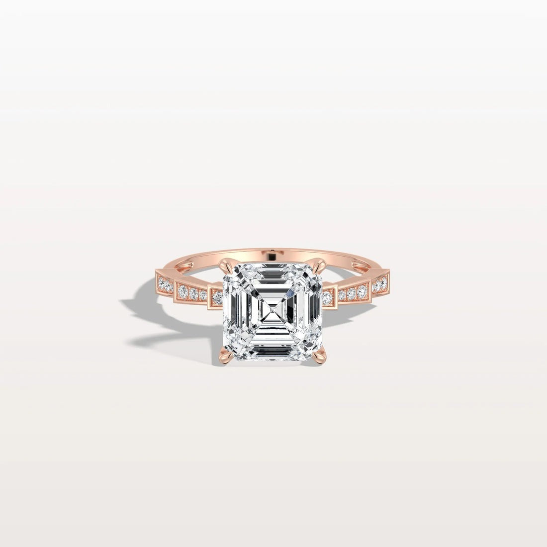 4.00 Ct In Asscher Bardot Scallop Engagement Ring