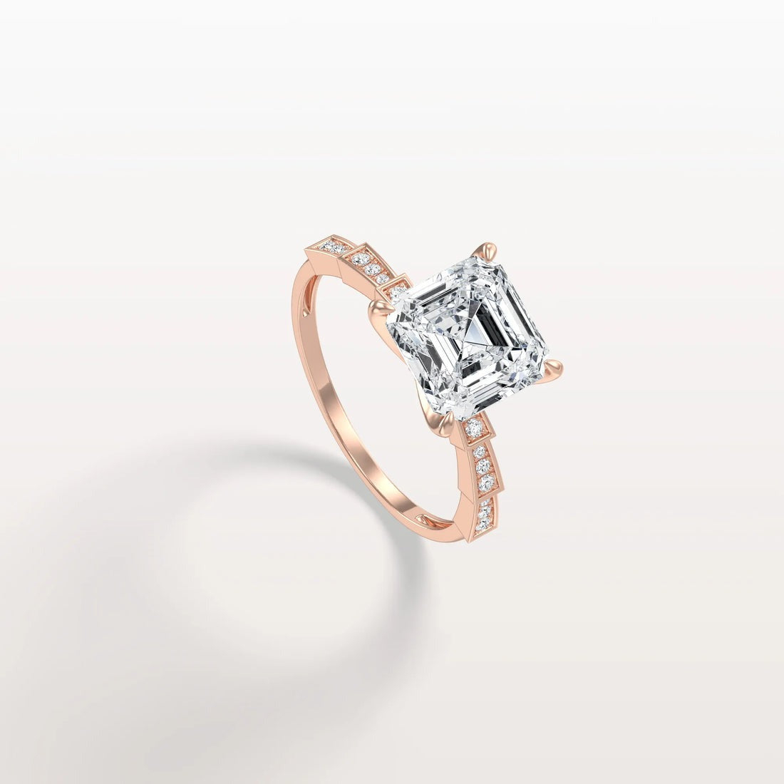 4.00 Ct In Asscher Bardot Scallop Engagement Ring