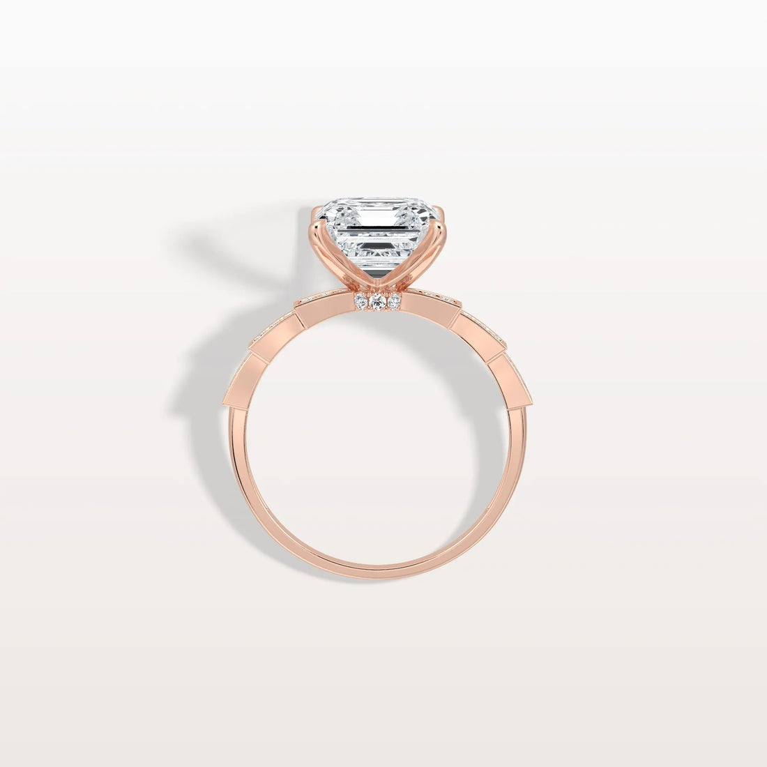4.00 Ct In Asscher Bardot Scallop Engagement Ring