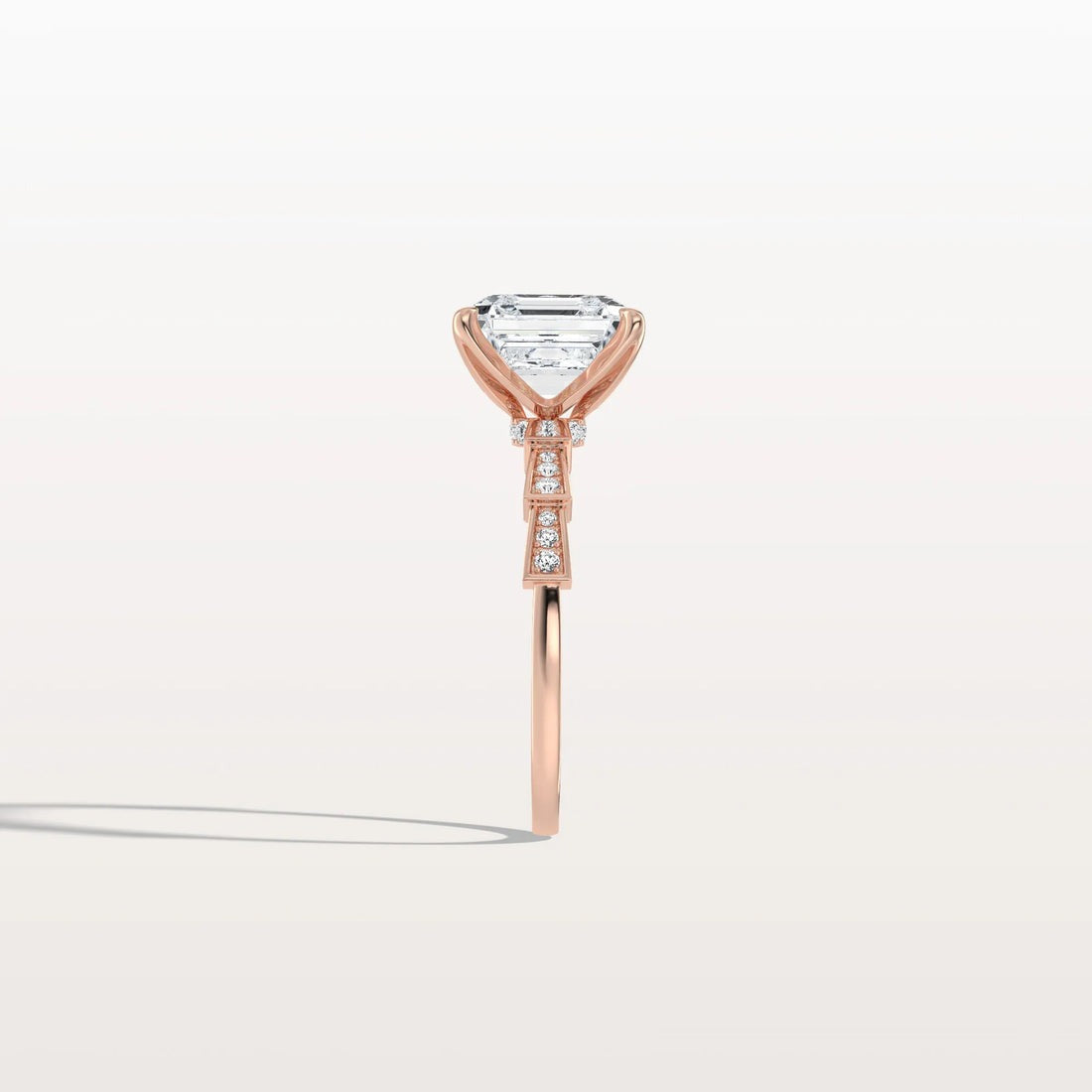 4.00 Ct In Asscher Bardot Scallop Engagement Ring
