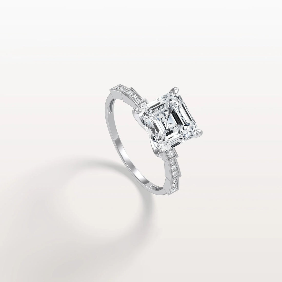 4.00 Ct In Asscher Bardot Scallop Engagement Ring