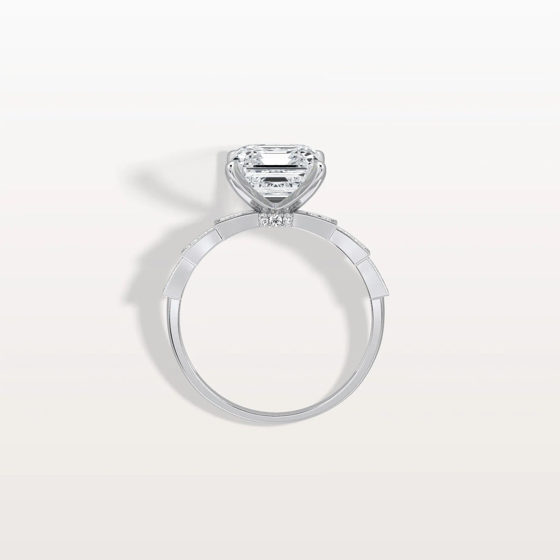 4.00 Ct In Asscher Bardot Scallop Engagement Ring