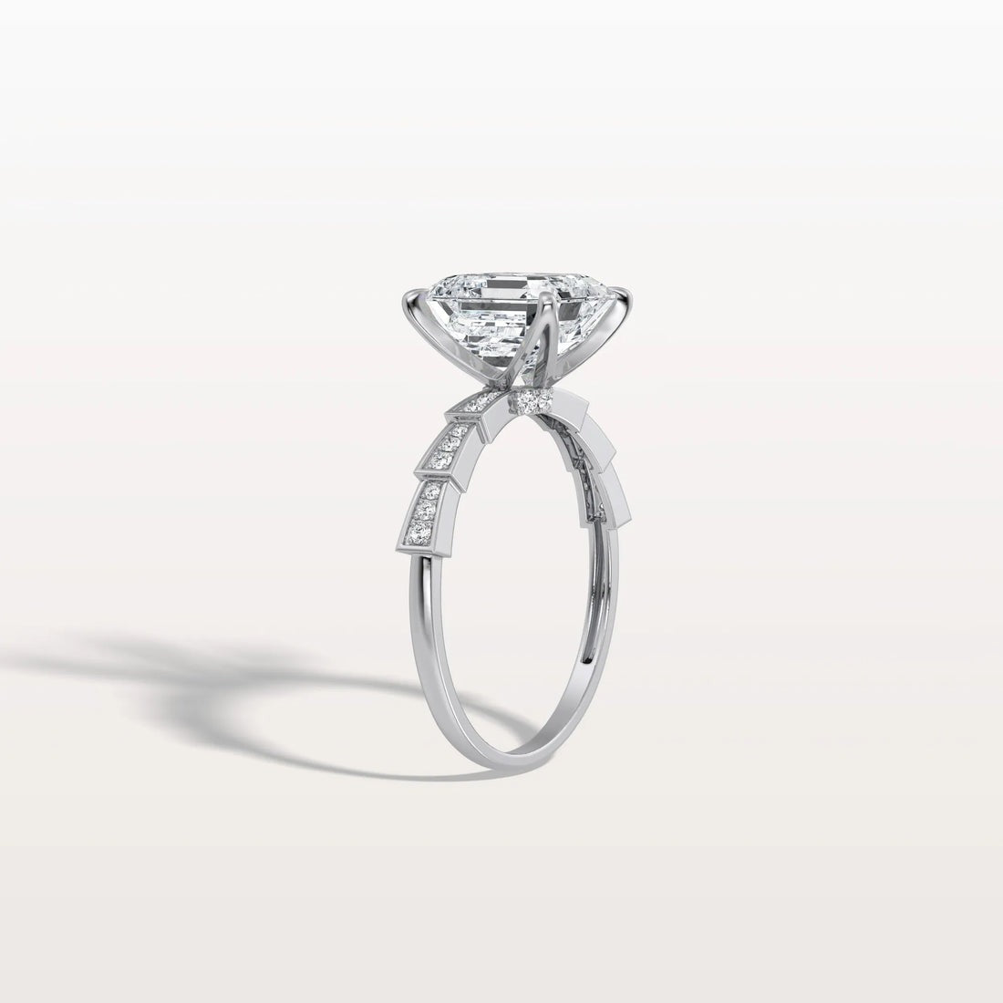 4.00 Ct In Asscher Bardot Scallop Engagement Ring
