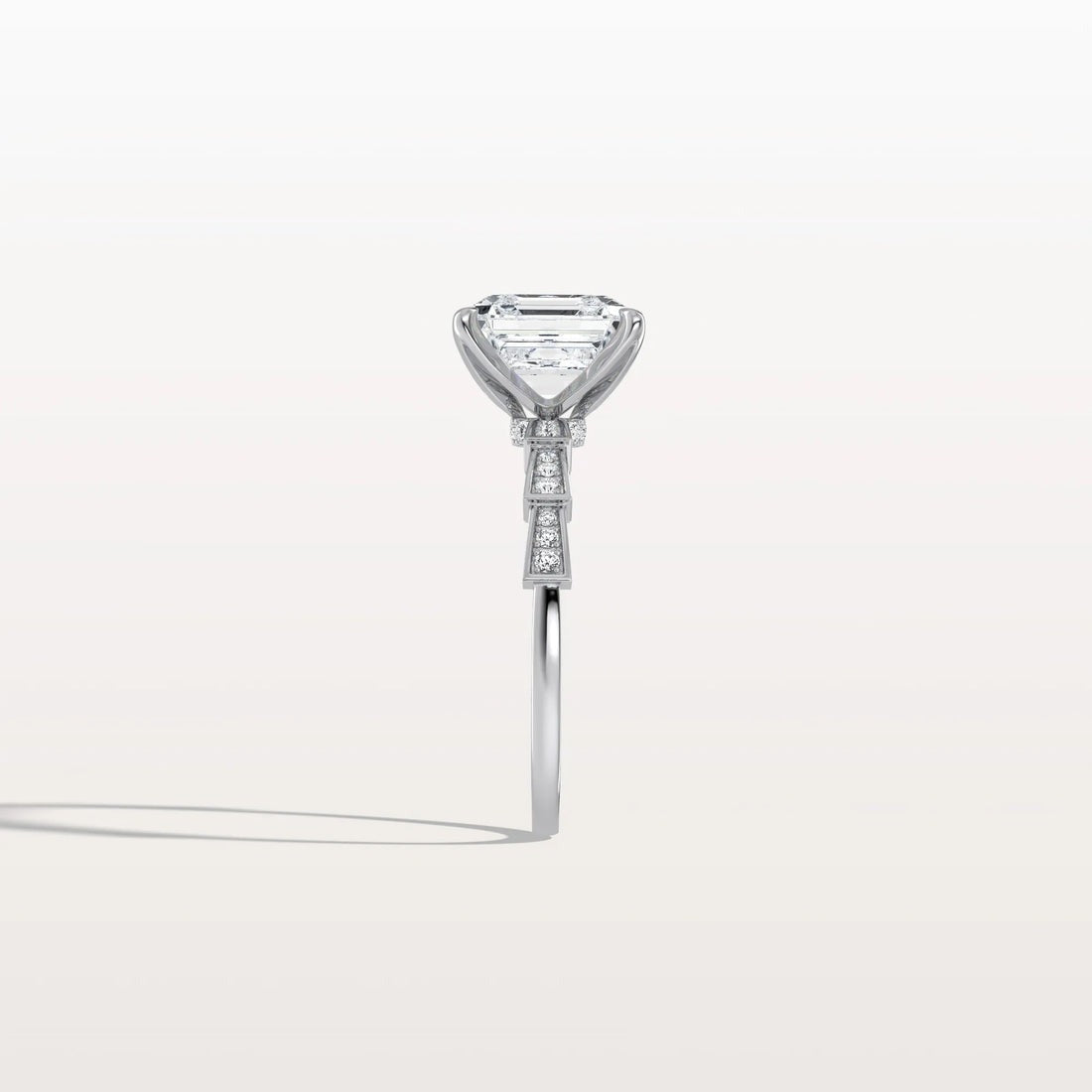 4.00 Ct In Asscher Bardot Scallop Engagement Ring