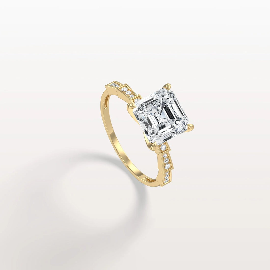 4.00 Ct In Asscher Bardot Scallop Engagement Ring