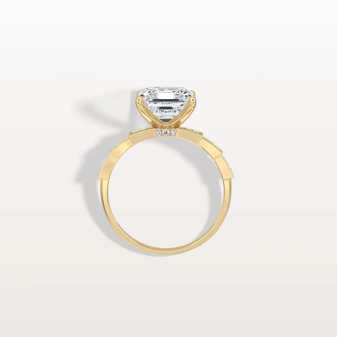 4.00 Ct In Asscher Bardot Scallop Engagement Ring
