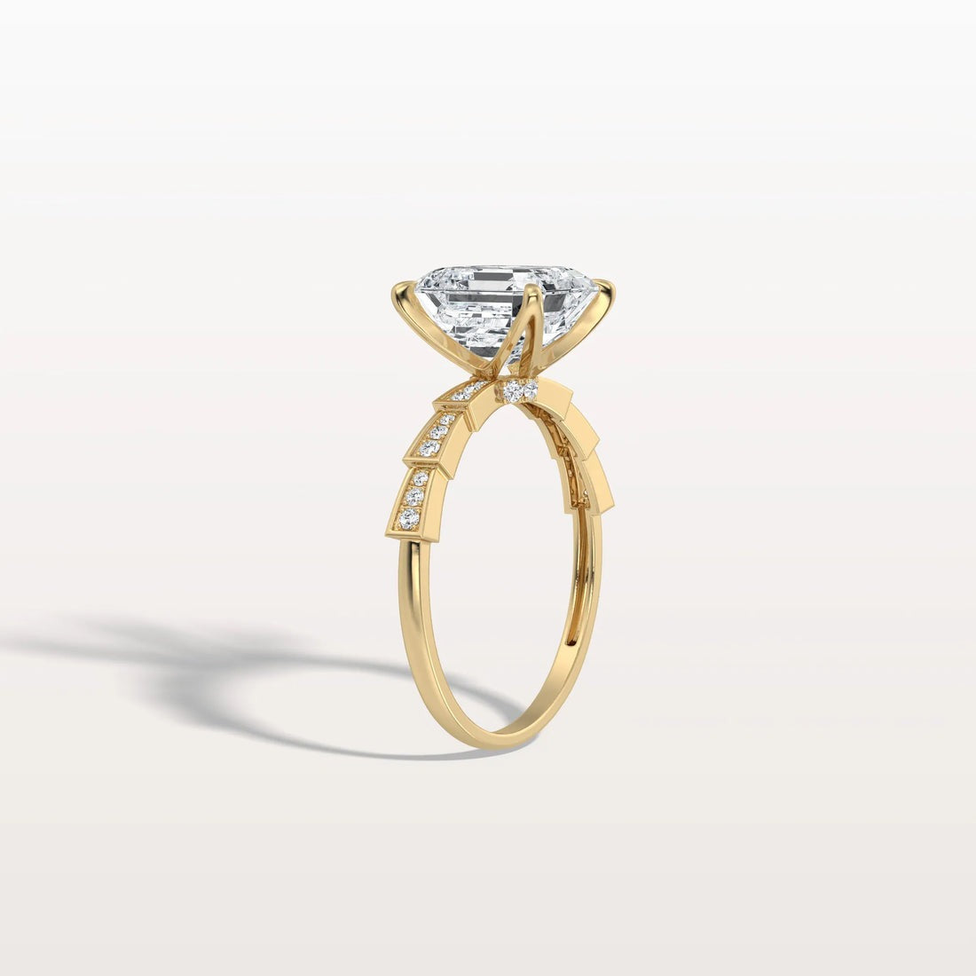 4.00 Ct In Asscher Bardot Scallop Engagement Ring