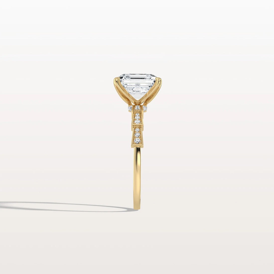 4.00 Ct In Asscher Bardot Scallop Engagement Ring