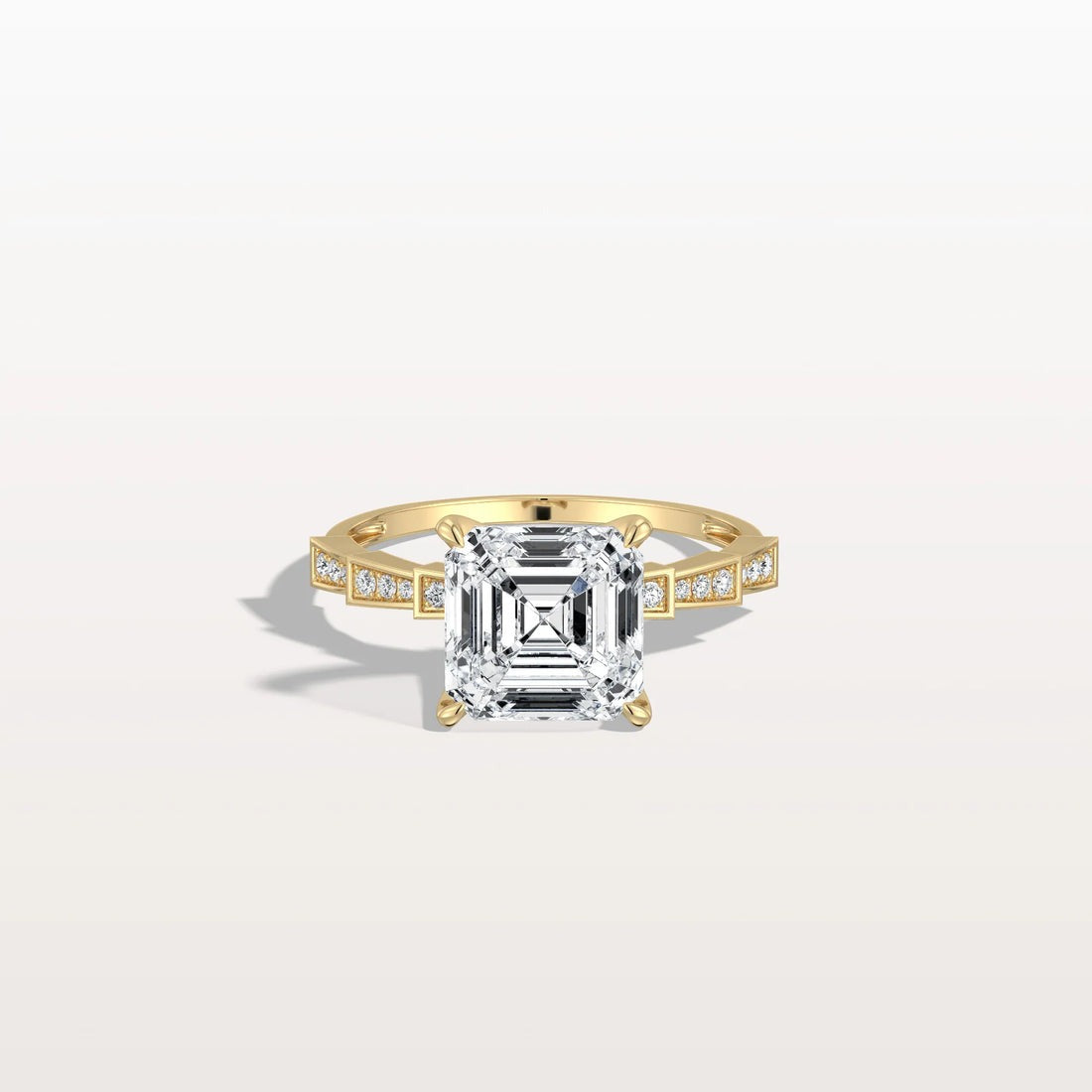 4.00 Ct In Asscher Bardot Scallop Engagement Ring