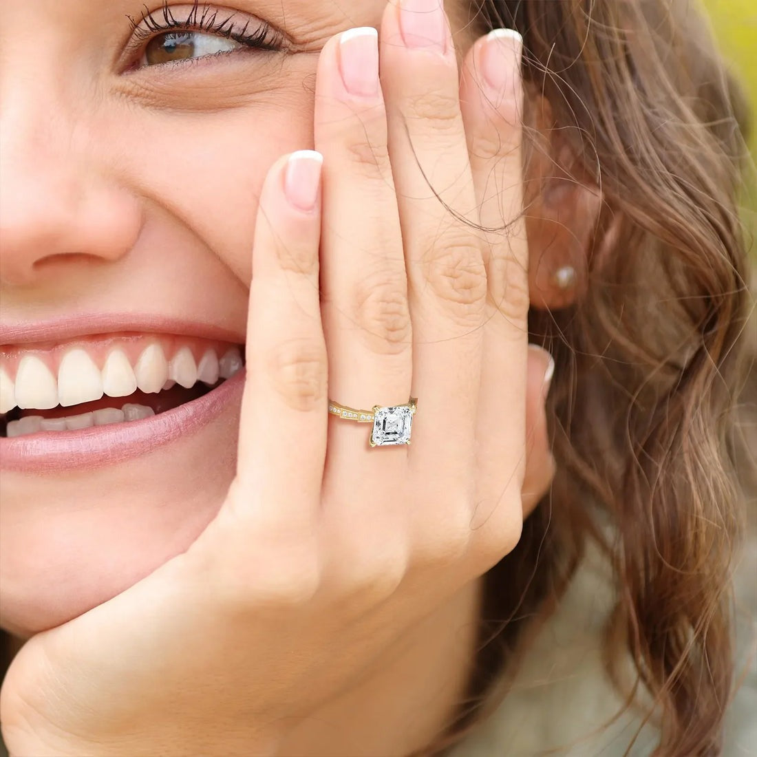 4.00 Ct In Asscher Bardot Scallop Engagement Ring