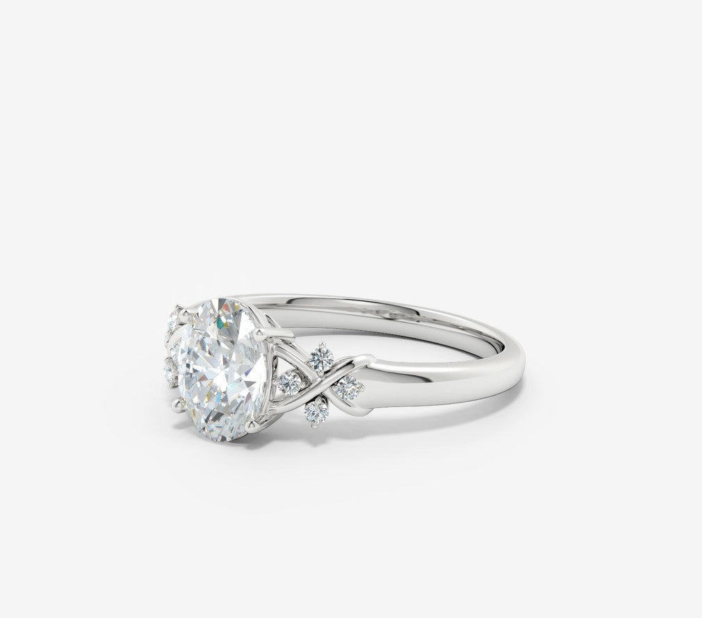 1.70 Ct In Oval Bardot Scallop Engagement Ring