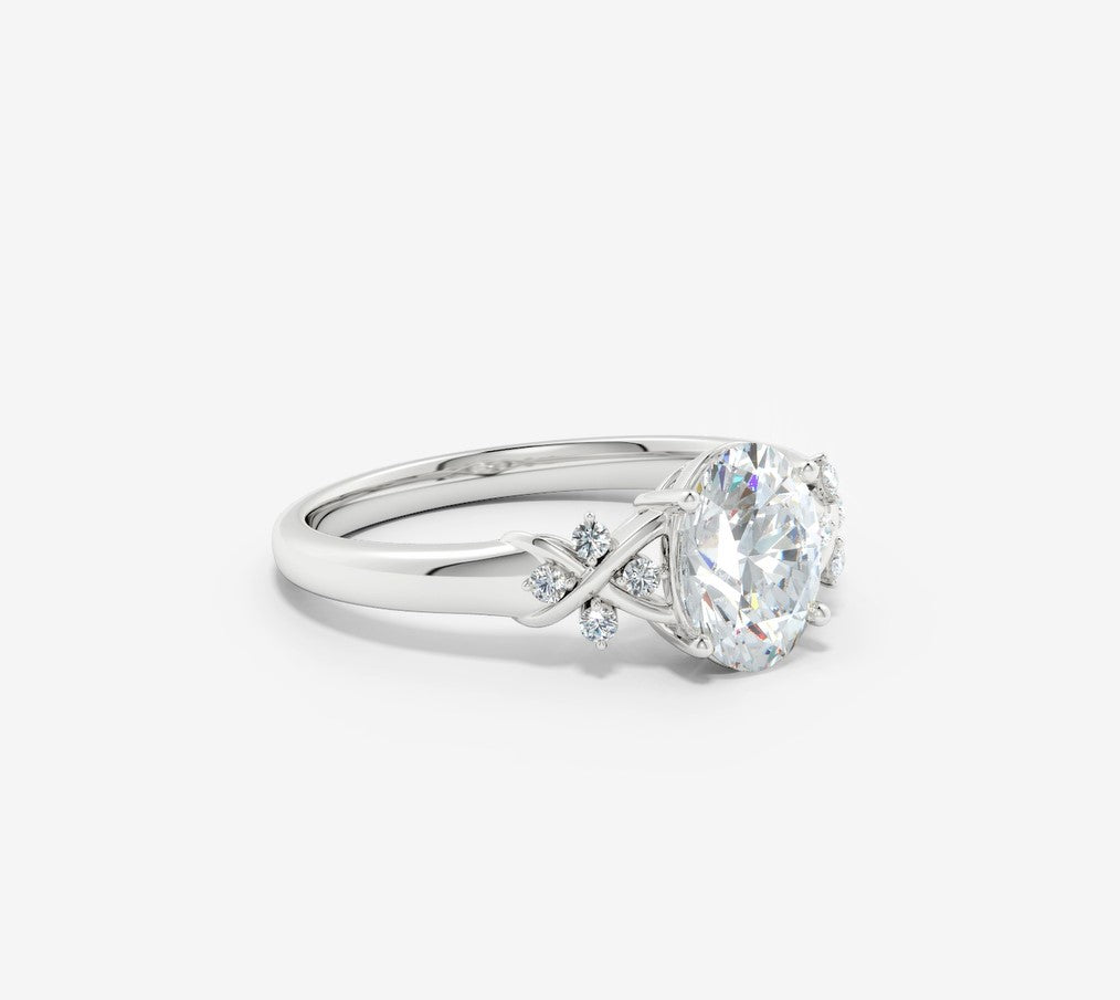 1.70 Ct In Oval Bardot Scallop Engagement Ring