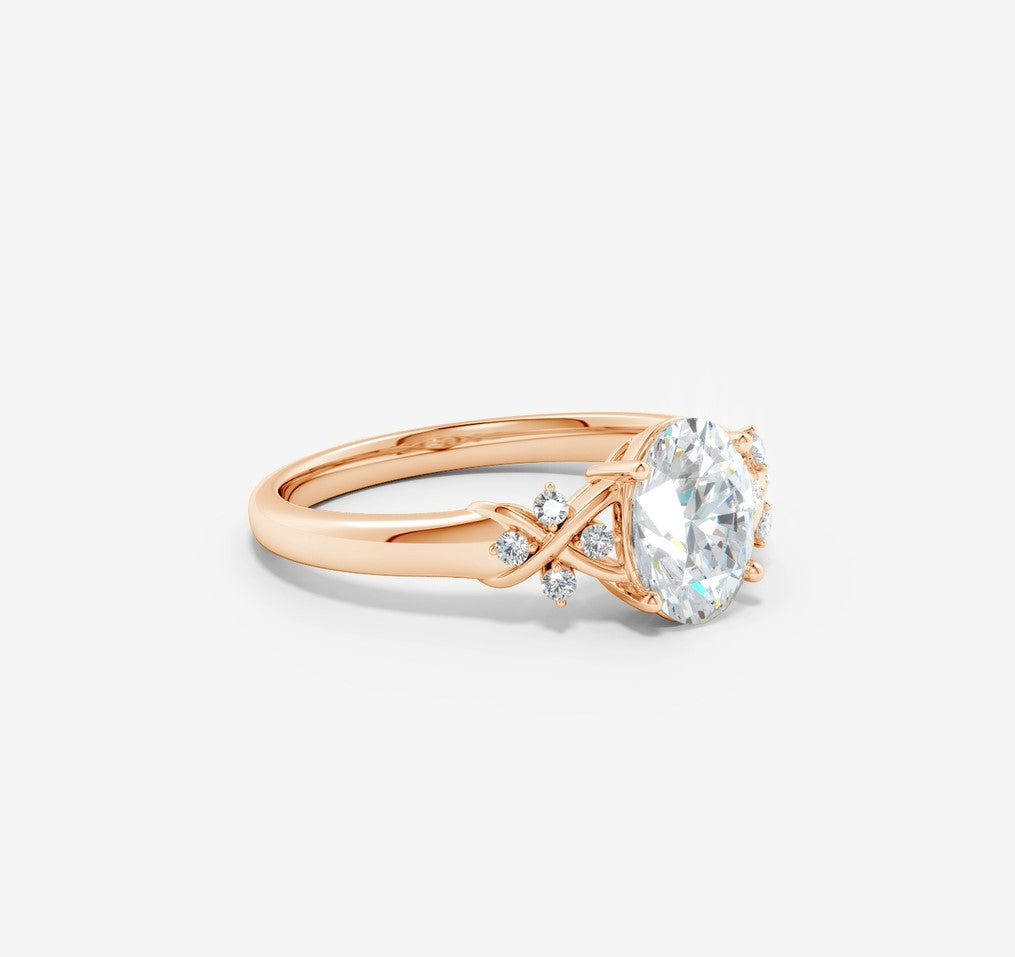 1.70 Ct In Oval Bardot Scallop Engagement Ring
