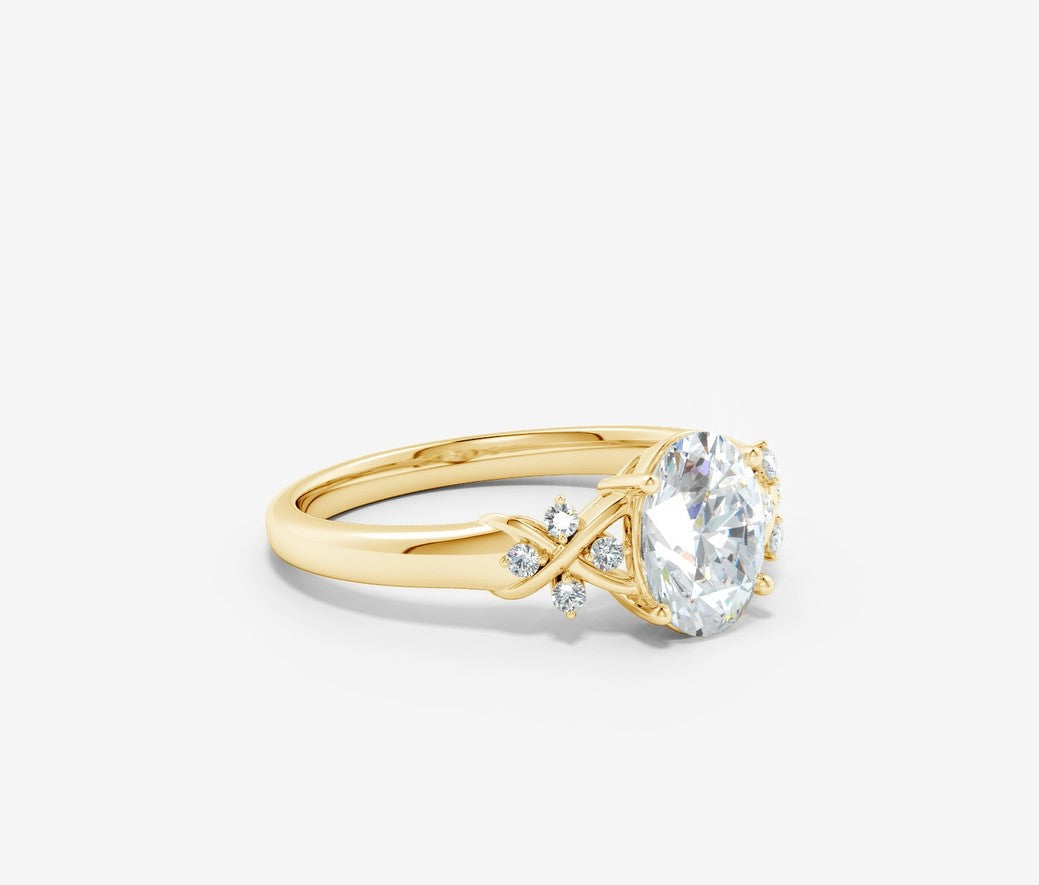 1.70 Ct In Oval Bardot Scallop Engagement Ring