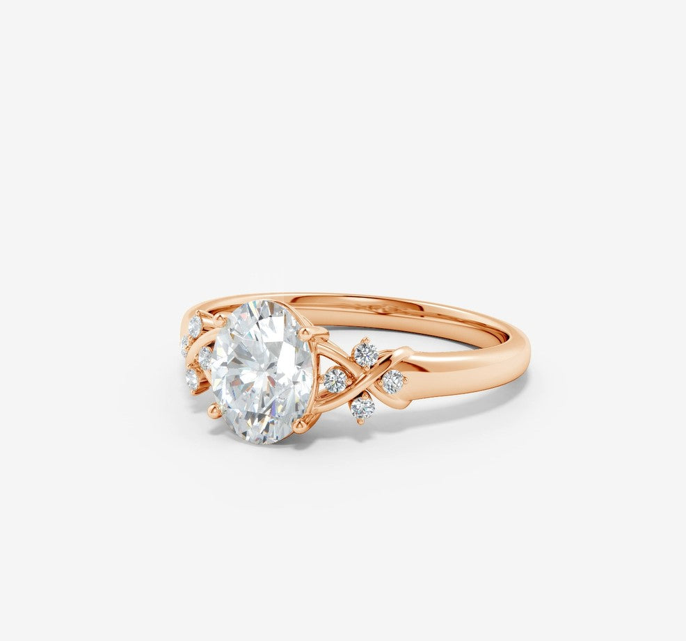 1.70 Ct In Oval Bardot Scallop Engagement Ring