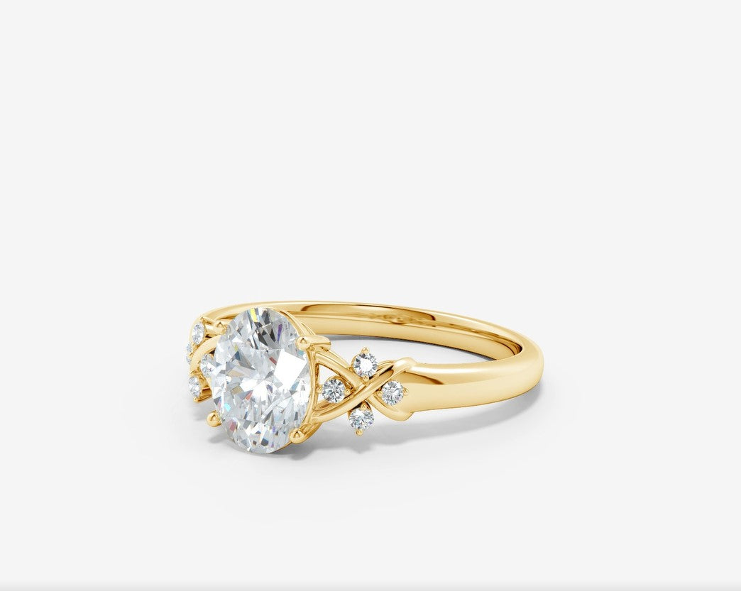 1.70 Ct In Oval Bardot Scallop Engagement Ring