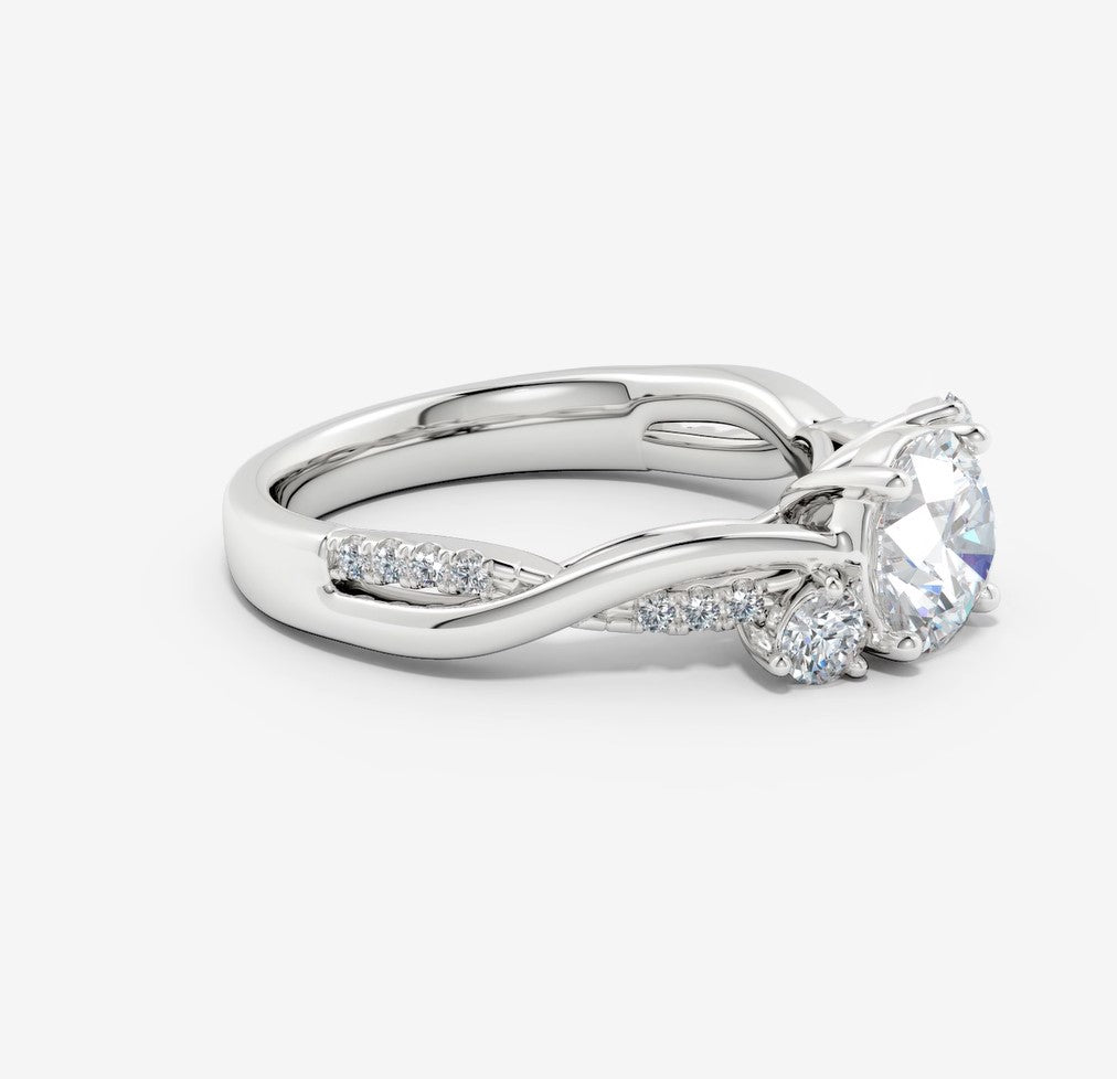 1.05 Ct In Round Bardot Scallop Engagement Ring