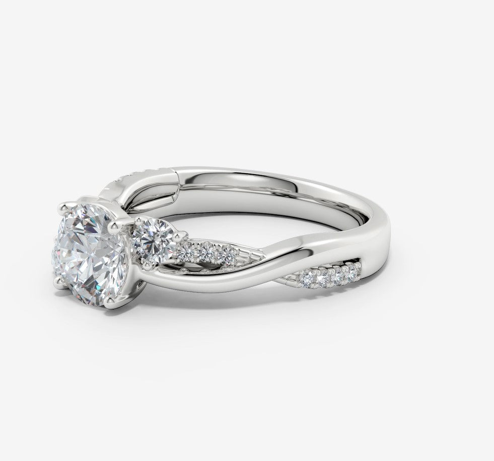 1.05 Ct In Round Bardot Scallop Engagement Ring