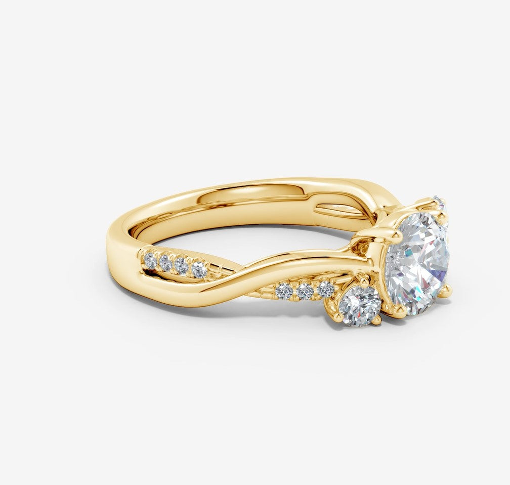 1.05 Ct In Round Bardot Scallop Engagement Ring