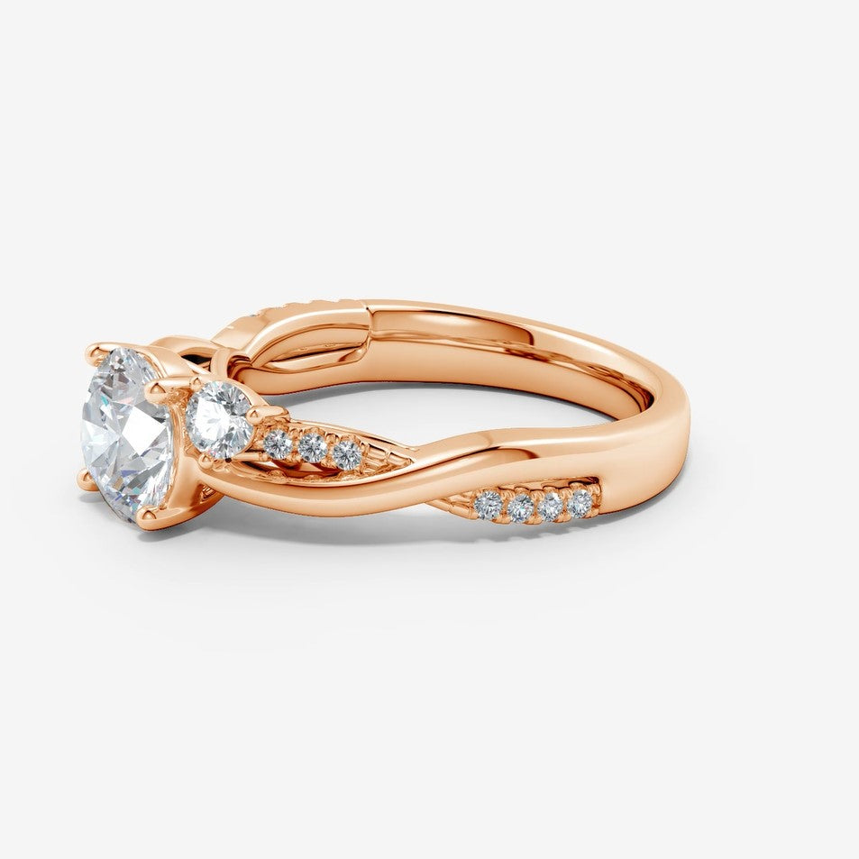 1.05 Ct In Round Bardot Scallop Engagement Ring