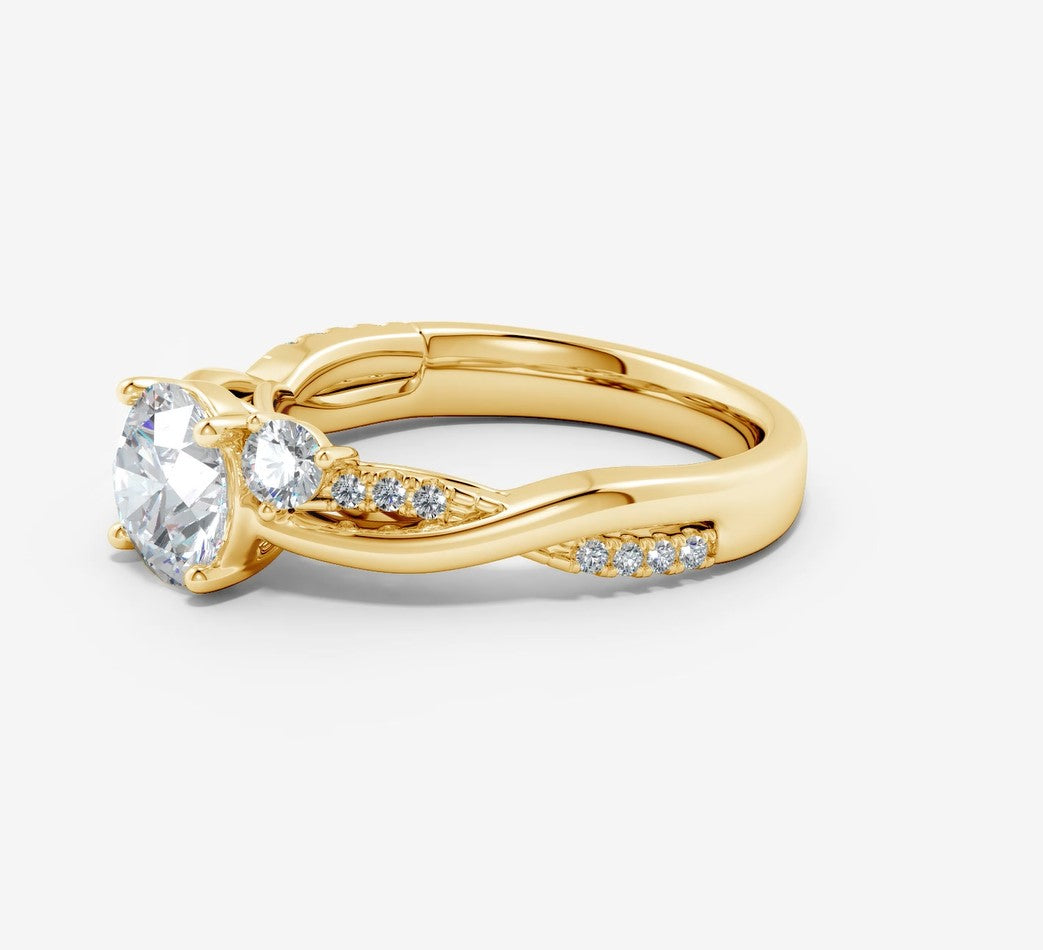 1.05 Ct In Round Bardot Scallop Engagement Ring