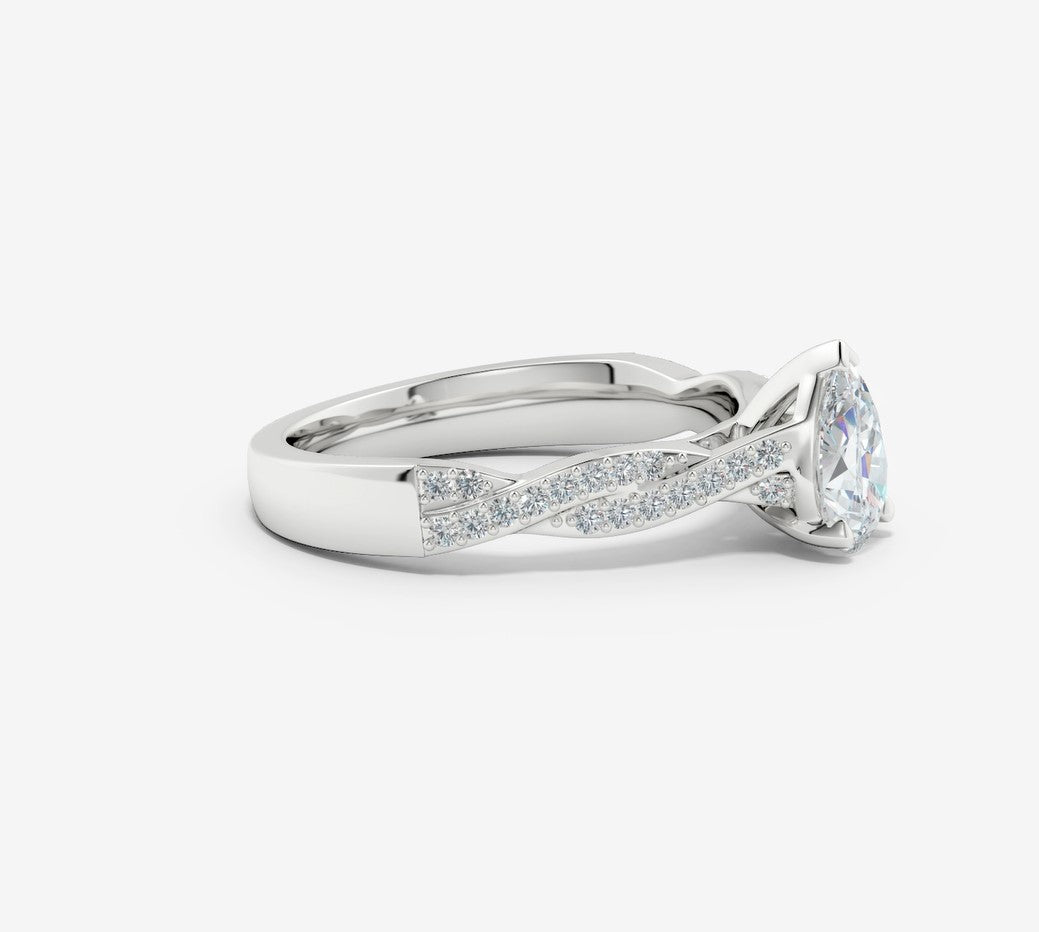1.62 Ct In Pear Bardot Scallop Engagement Ring