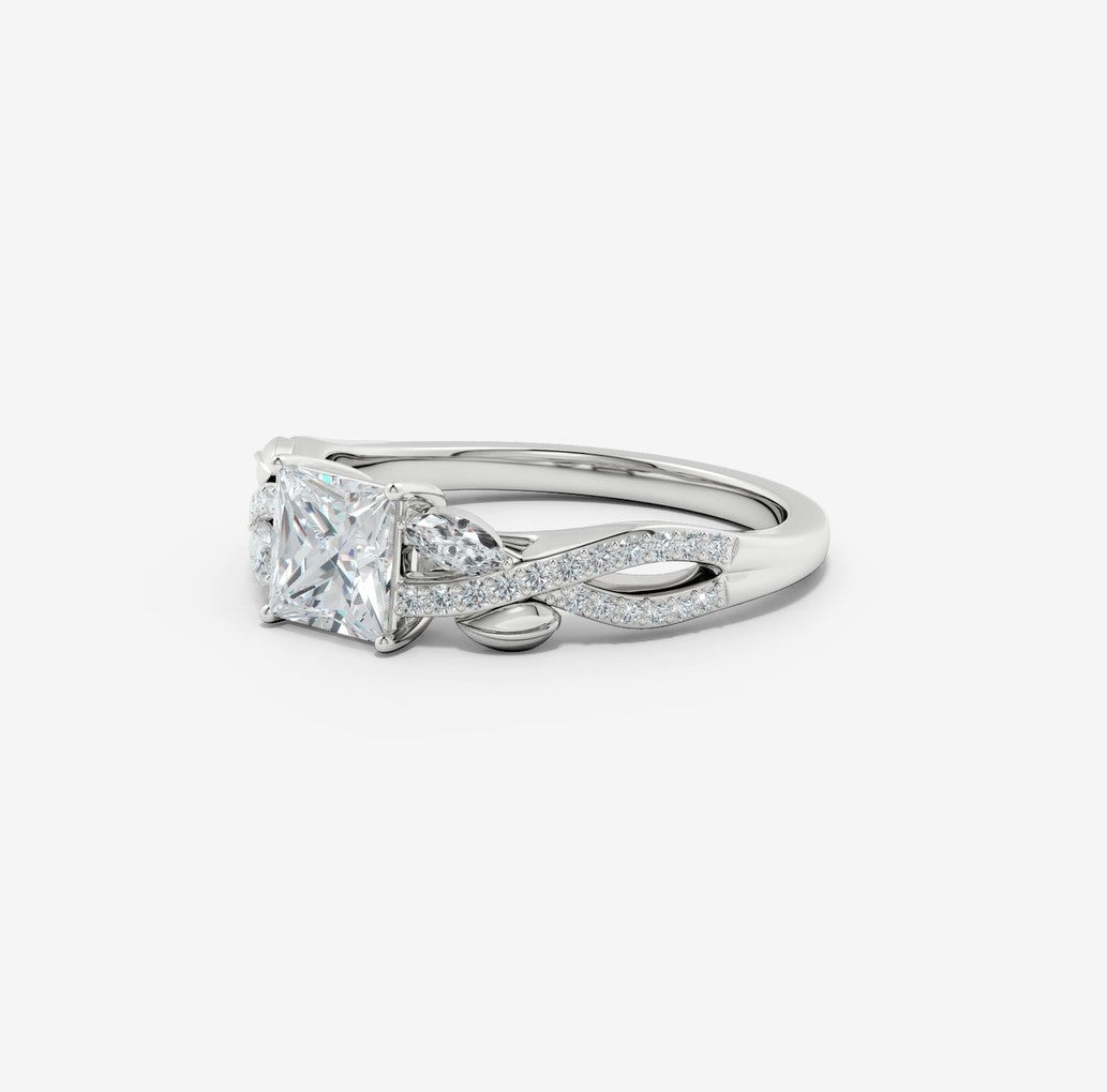 2.10 Ct In Princess Bardot Scallop Engagement Ring