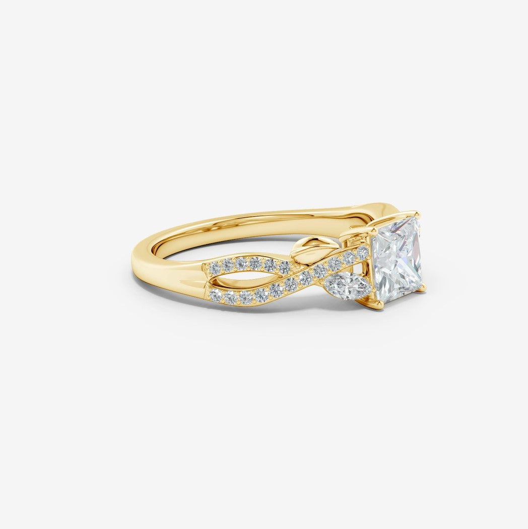 2.10 Ct In Princess Bardot Scallop Engagement Ring