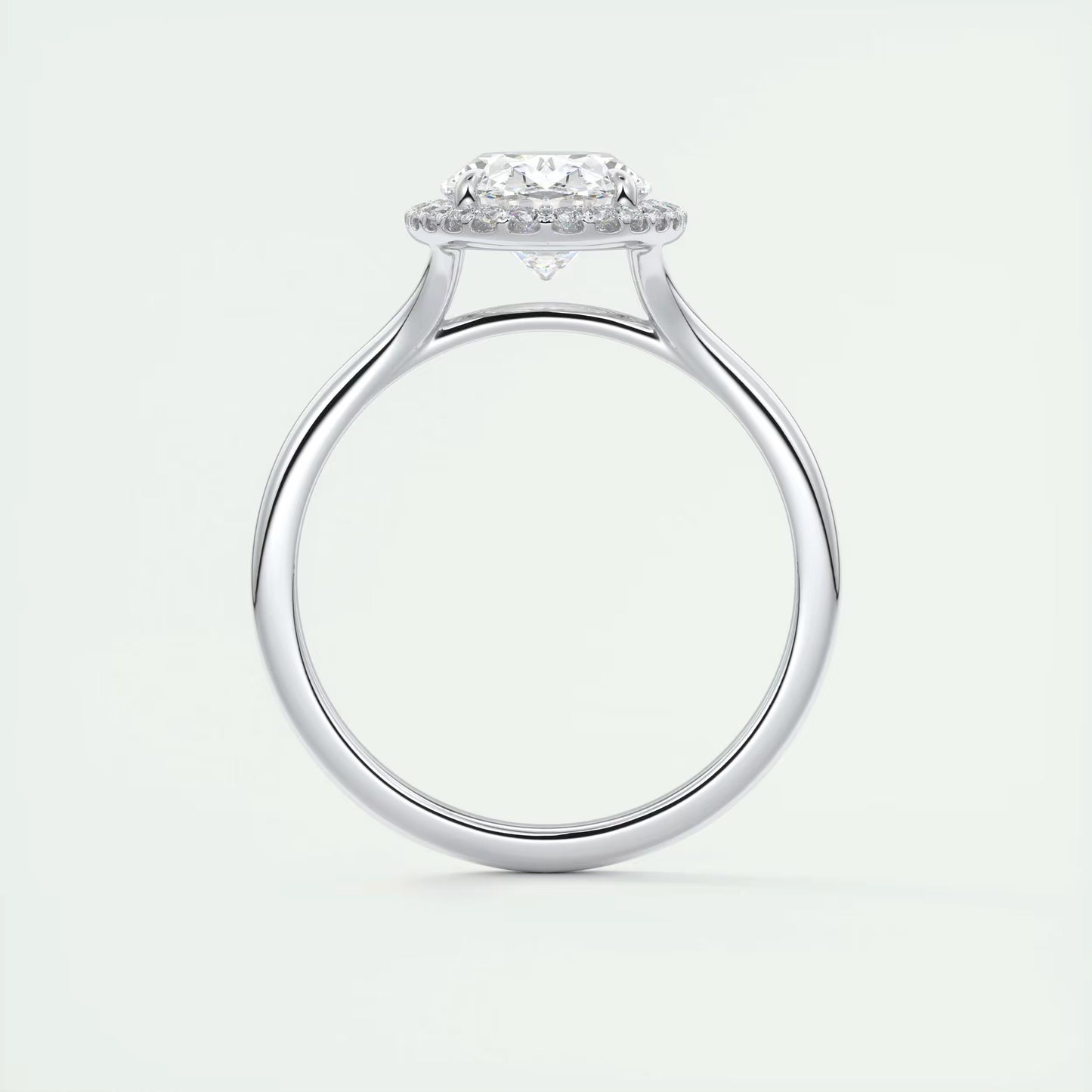 2.10 Ct The Breezy Halo Oval Center with French Set Halo Ring