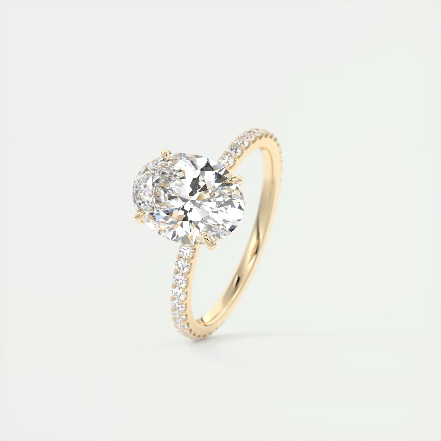 2.25 Ct Harper Pavé Oval Center with 1.5mm French Set Pavé Ring