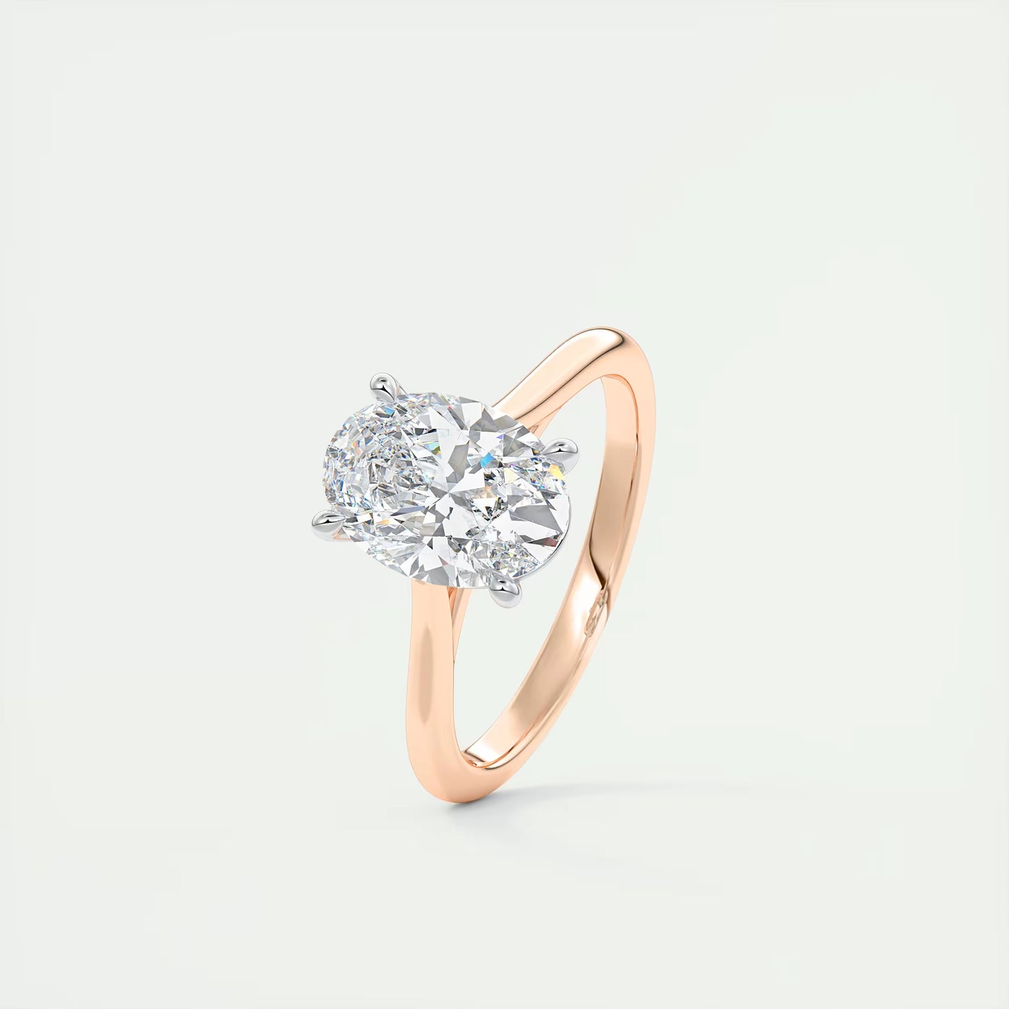2.00 Ct The Cathedral Two Tone Oval Gold Cathedral Solitaire with Prongs Engagement Ring
