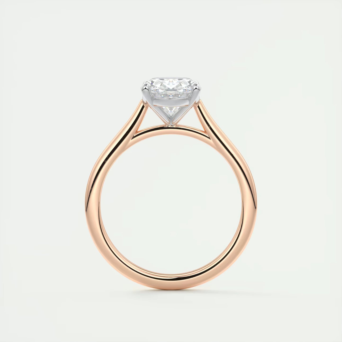 2.00 Ct The Cathedral Two Tone Oval Gold Cathedral Solitaire with Prongs Engagement Ring