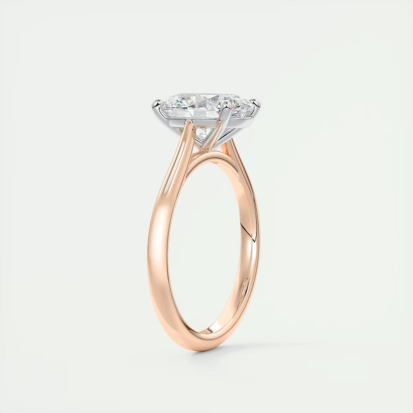 2.00 Ct The Cathedral Two Tone Oval Gold Cathedral Solitaire with Prongs Engagement Ring