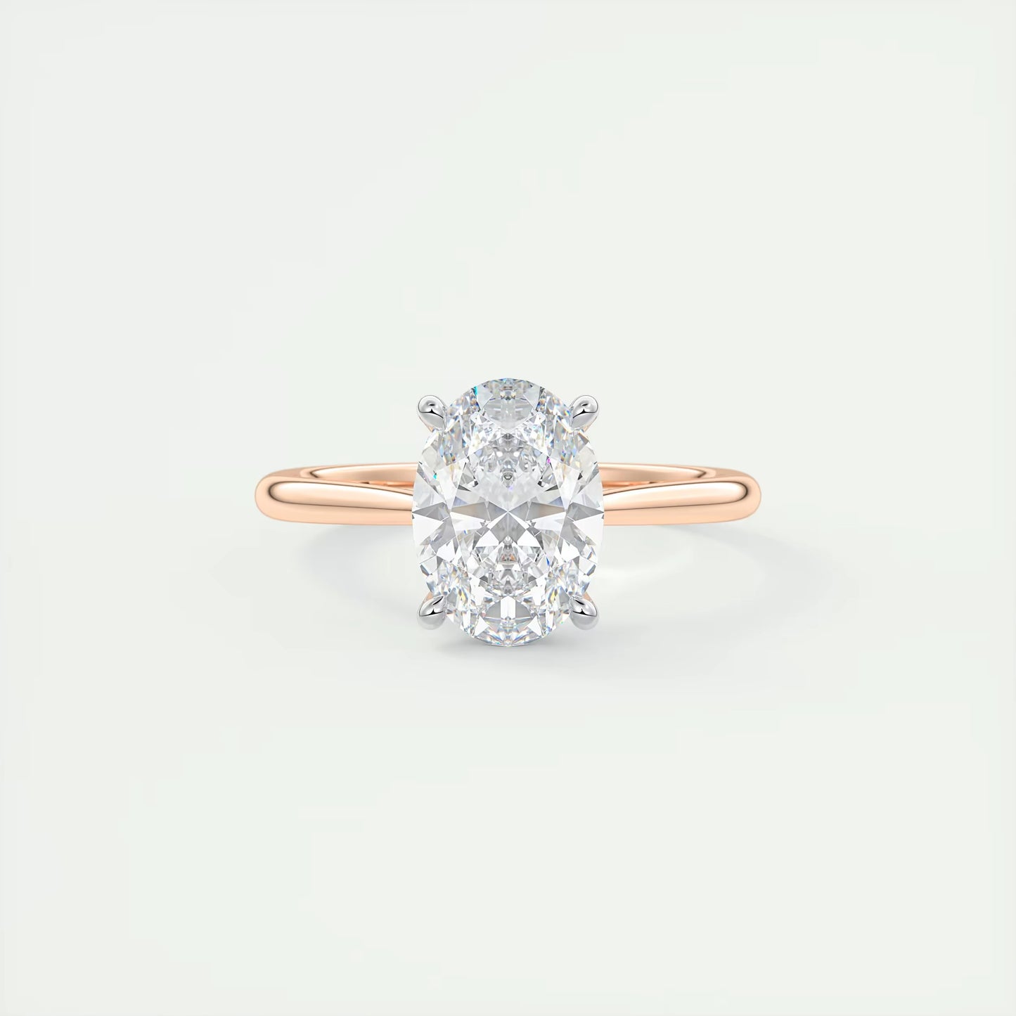 2.00 Ct The Cathedral Two Tone Oval Gold Cathedral Solitaire with Prongs Engagement Ring