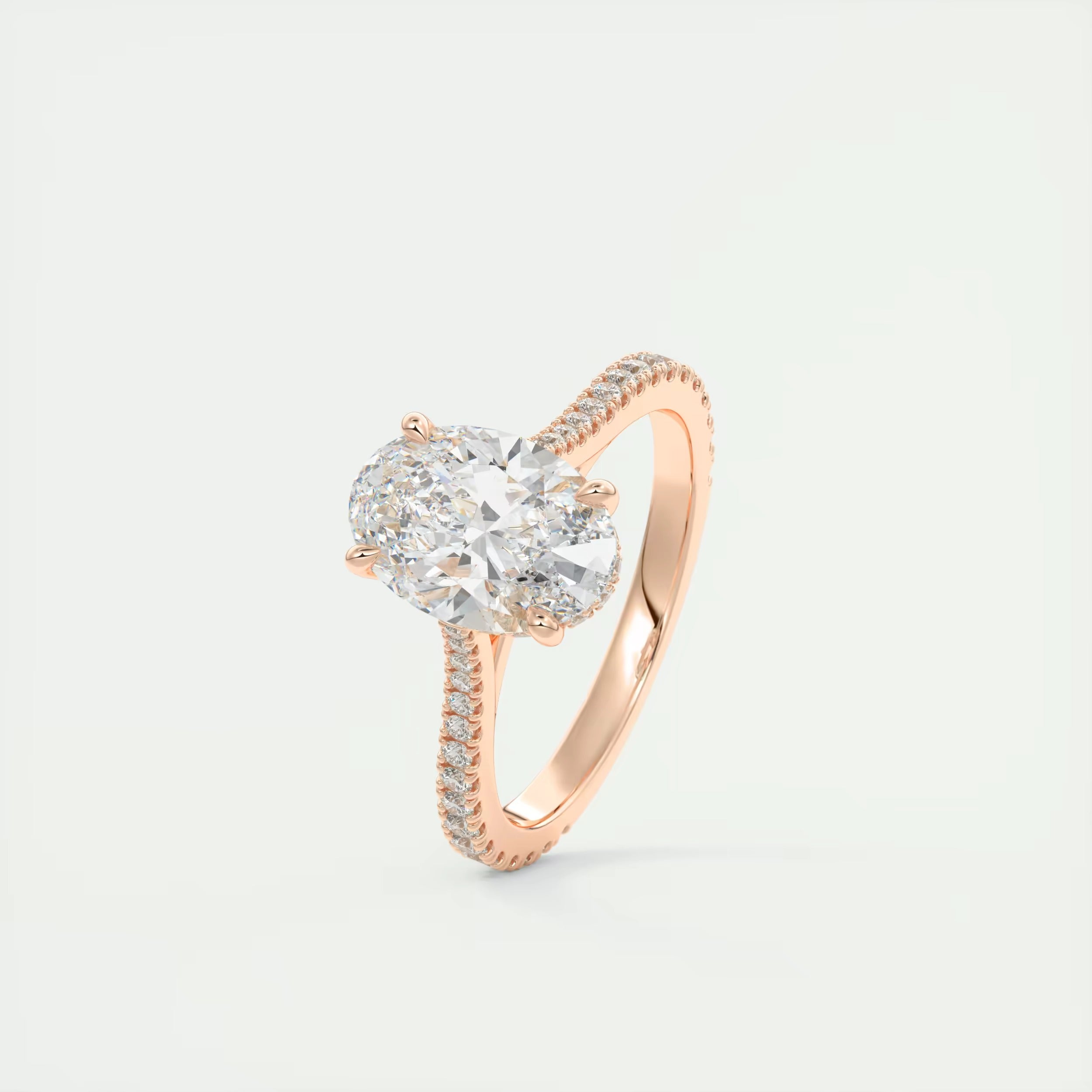 2.50 Ct The Cathedral Deluxe Oval Hidden Halo Engagement Ring