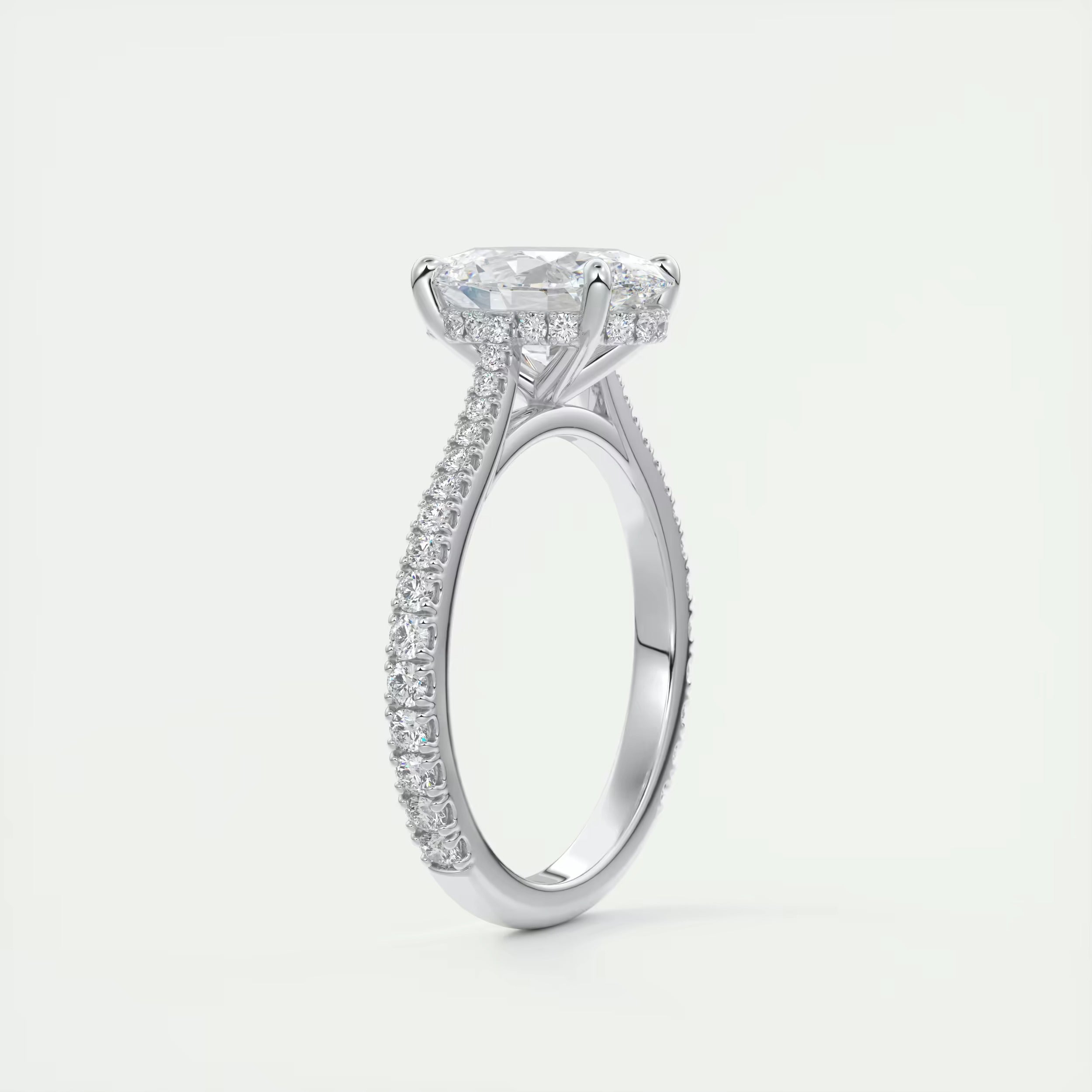 2.50 Ct The Cathedral Deluxe Oval Hidden Halo Engagement Ring