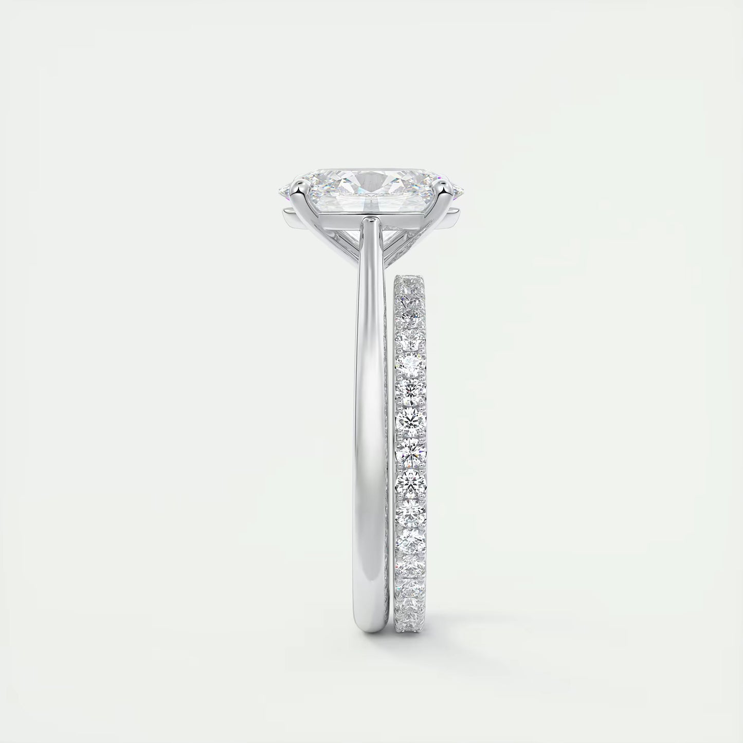 2.00 Ct The Cathedral Two Tone Oval Gold Cathedral Solitaire with Prongs Engagement Ring