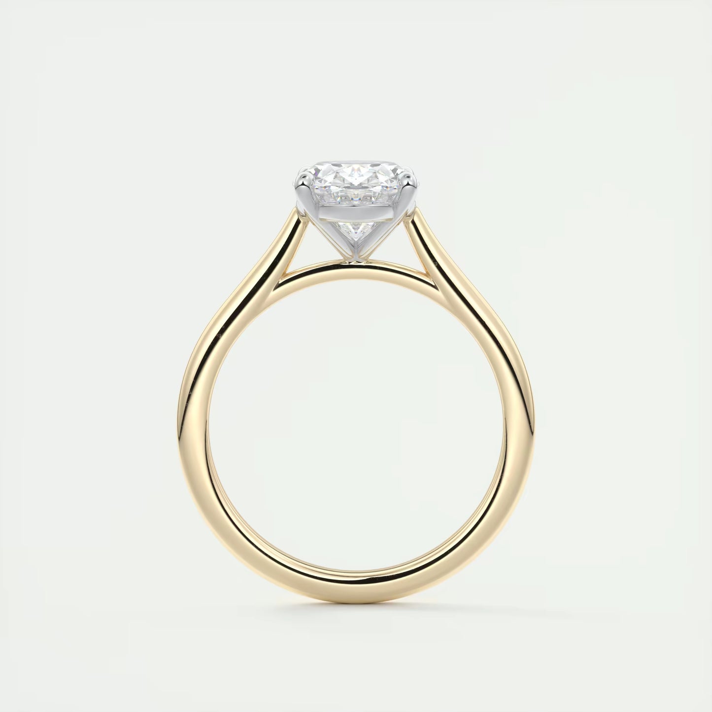 2.00 Ct The Cathedral Two Tone Oval Gold Cathedral Solitaire with Prongs Engagement Ring
